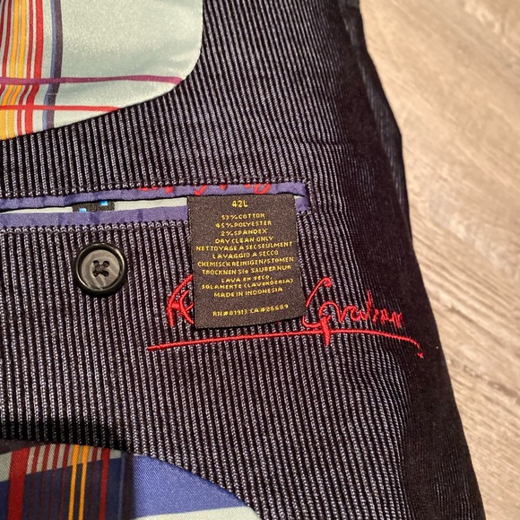 Robert Graham Mens Sport Coat 42L Blue Cotton Corduroy 2 Button Blazer Jacket - Picture 5 of 7
